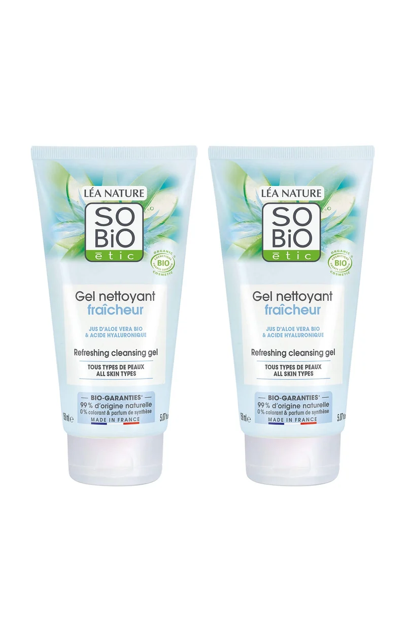 Gels nettoyants fraîcheur bio - Aloe vera - Visage - 2 x 150 ml