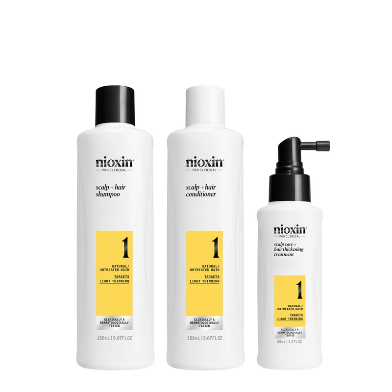 Nioxin Système 1 Kit Triphasique 150ml - kit cheveux légèrement clairsemés