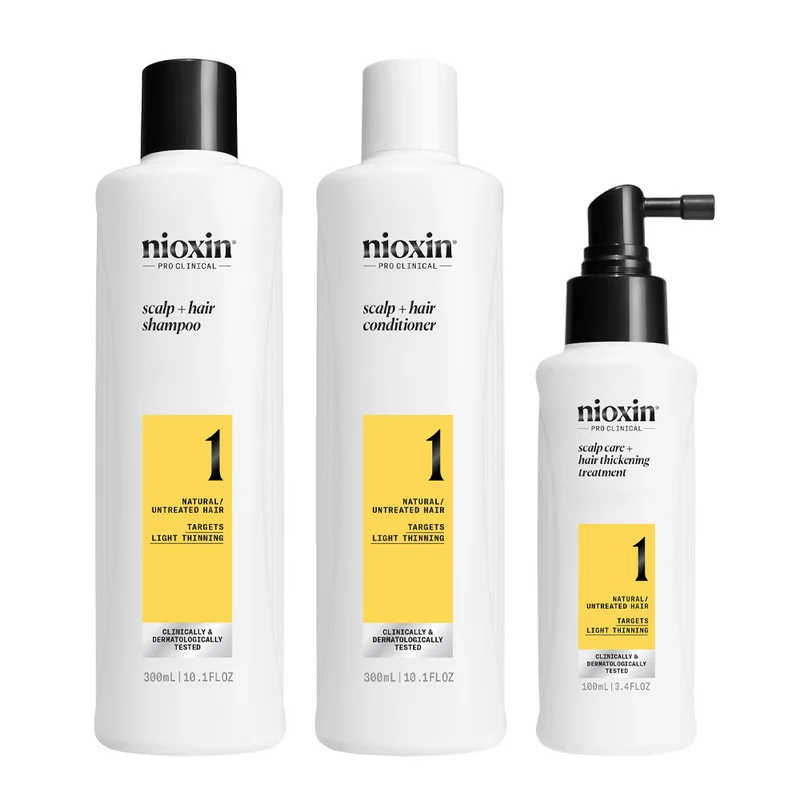 Nioxin Système 1 Kit Triphasique 300ml - kit cheveux légèrement clairsemés