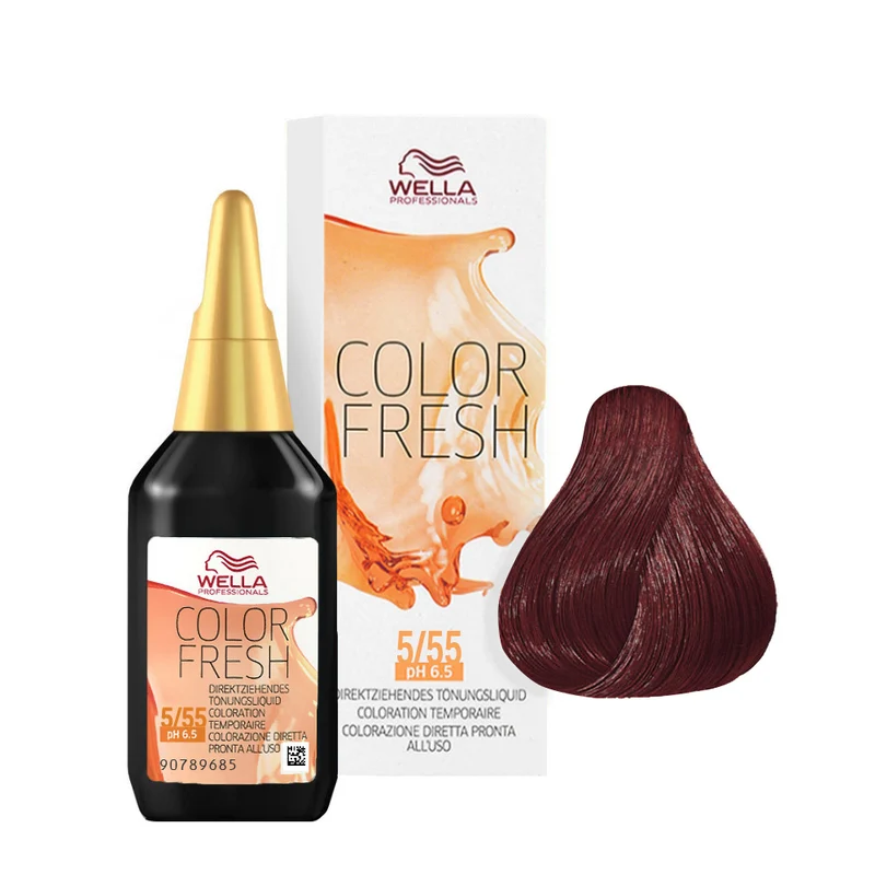 Wella Color Fresh 5/55 Châtain Clair Acajou Intense 75ml - rehausseur de couleur sans ammoniac