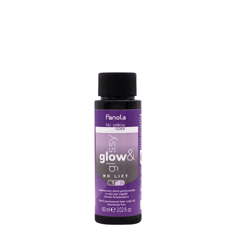 Fanola Glow & Glossy Oil Toner T.02 60ml - coloration semi-permanente à l'huile sans ammoniaque