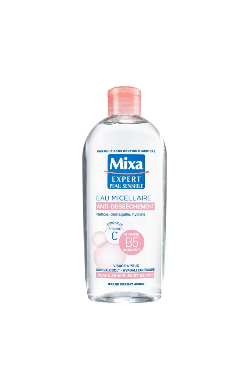 Eau micellaire anti dessèchement - Vitamine B5 & C - Peaux sensibles & sèches
