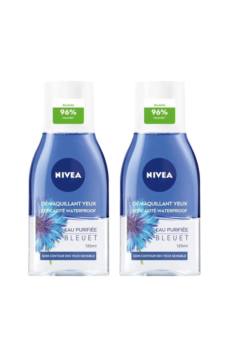 2 démaquillants yeux biphasés waterproofs - 125 ml