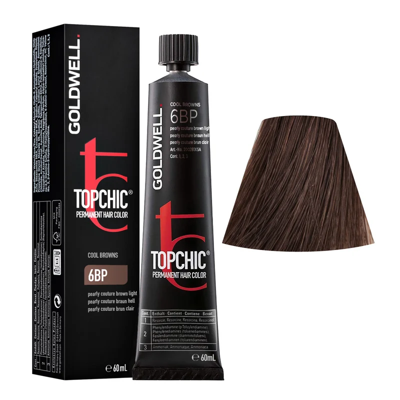 Goldwell Topchic Tube C6BP Brun Perlé Clair 60ml - coloration permanente en tube