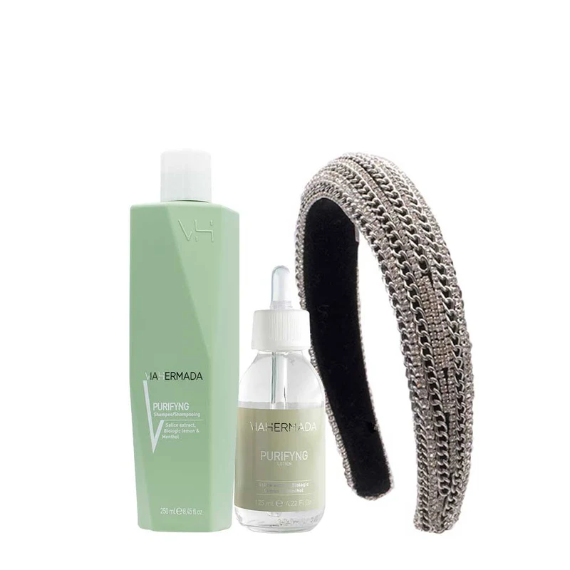 VIAHERMADA Purifyng Shampoo 250ml Lotion 125ml + Bandeau Bombé En Cadeau