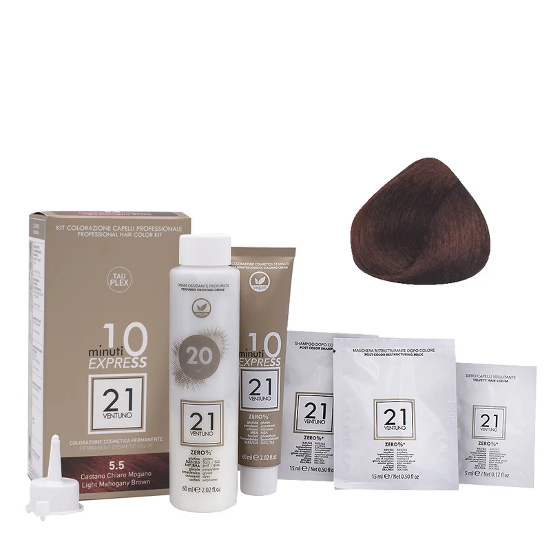 21 Ventuno Kit Couleur Professionnel 5.5 Chatain Clair Marron Acajou