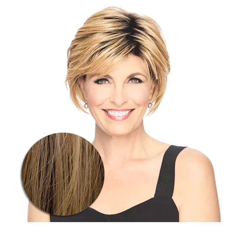 Hairdo Shattered Bob Perruque Bob Blond chaud avec racine brune