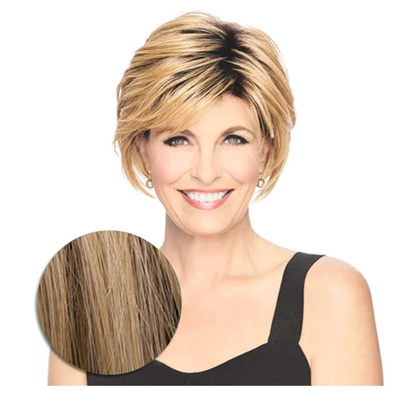 Hairdo Shattered Bob Perruque Bob Blond clair avec racine brune SS14/88