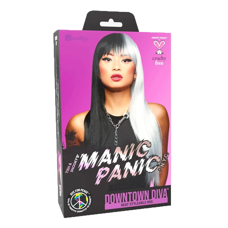 Manic Panic Perruque Raven Virgin Downtown Diva - perruque couleur noir et blanc