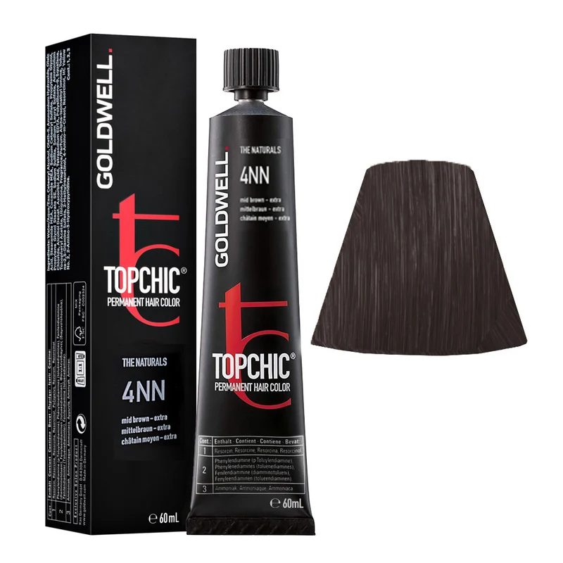 Goldwell Topchic Tube 4NN Châtain Moyen Extra 60ml - coloration permanente en tube
