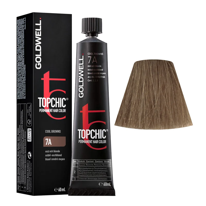 Goldwell Topchic Tube C7A Blond Cendré Moyen 60ml - coloration permanente en tube