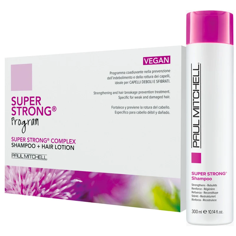 Paul Mitchell Super Strong Beauty Hair Program Kit shampoo + 12 x 6ml Hair Lotion - traitement anti-chute
