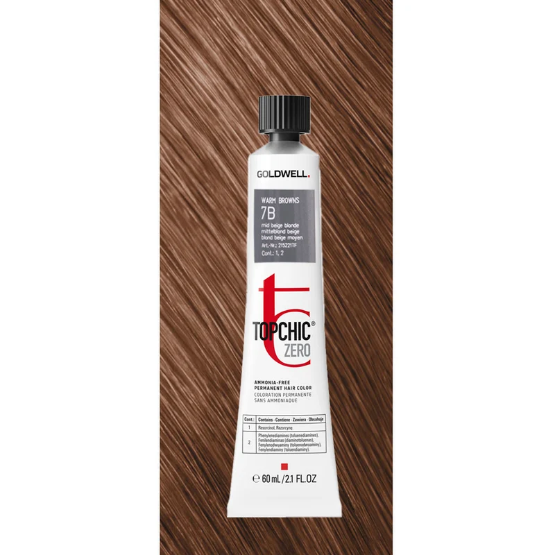 7B Topchic Zero Warm Browns Mid Beige Blonde tb 60ml - coloration permanente sans ammoniaque