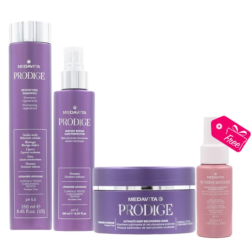Medavita Prodige Revivifying Shampoo 250ml Mask 250ml Hair Perfector 150ml + Microemulsion 50ml GRATUIT