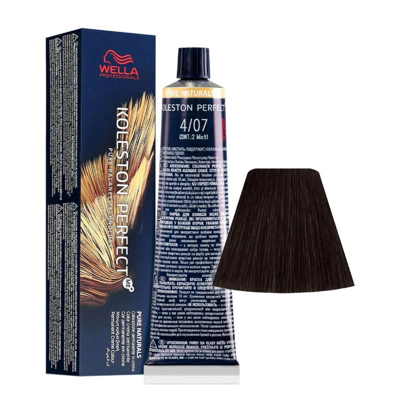Wella Koleston Perfect Me+ Pure Naturals 4/07 Marron Moyen Naturel Sable 60ml - coloration permanente