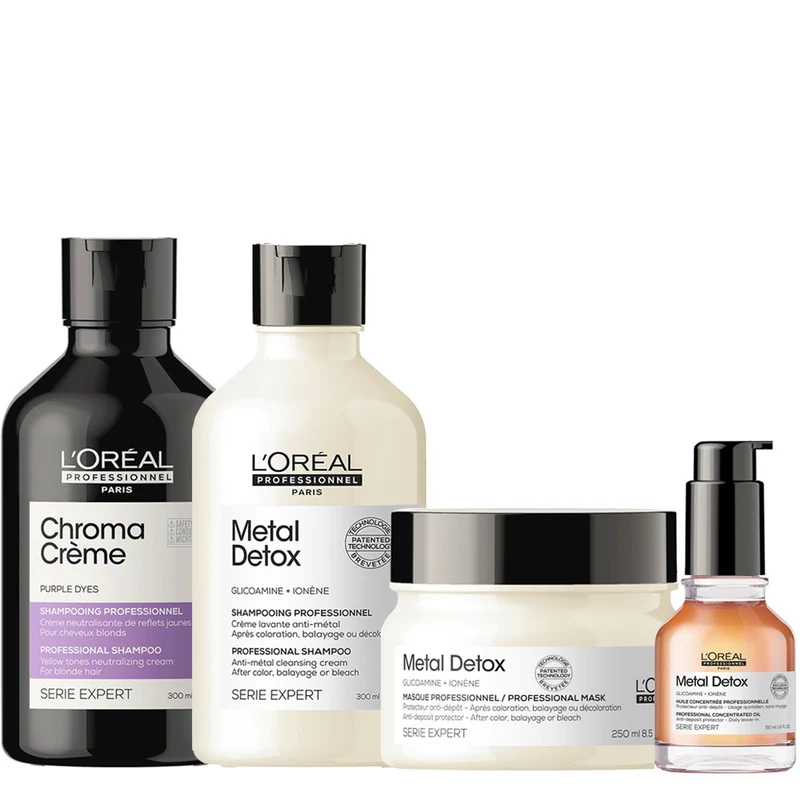 L'Oréal Professionnel Chroma Creme Purple Shampoo 300ml + Metal Detox Set