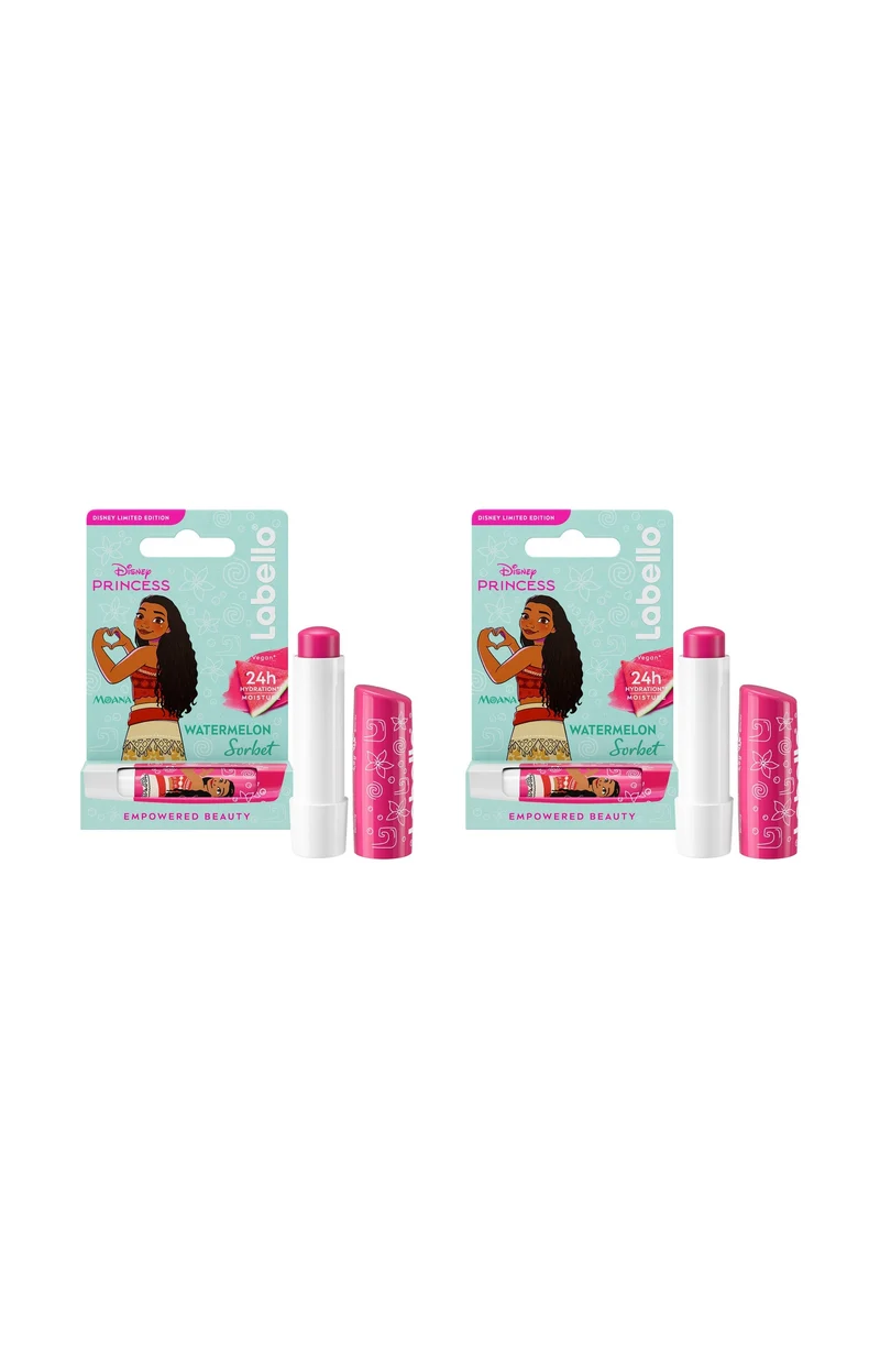 2 baumes à lèvres - Labello - Disney Princesse - Pastèque - Vaiana - 4,8 g