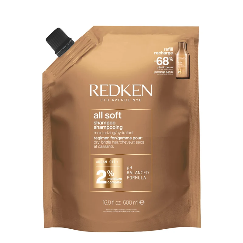 Redken All Soft Refill Shampoo 500ml - éco-recharge shampooing cheveux secs
