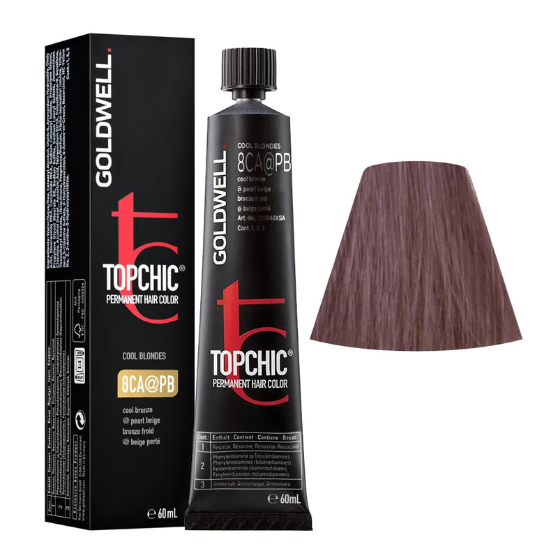 Goldwell Topchic Tube 8CA@PB Bronze Froid Elumenated Beige Perlé 60ml - coloration permanente en tube