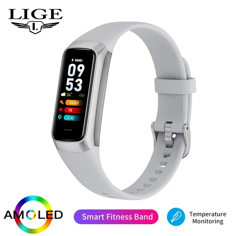 Montre Connectée AMOLED – Smartwatch Étanche avec Suivi Sport et Fréquence Cardiaque