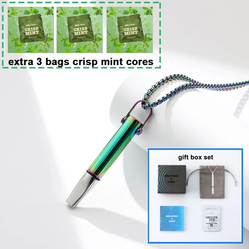 Collier Inhalateur d'Arômes Portable pour Arrêter de Fumer – Diffuseur Personnel Sans Batterie & Sans Vapeur + 3 Recharges OFFERTES