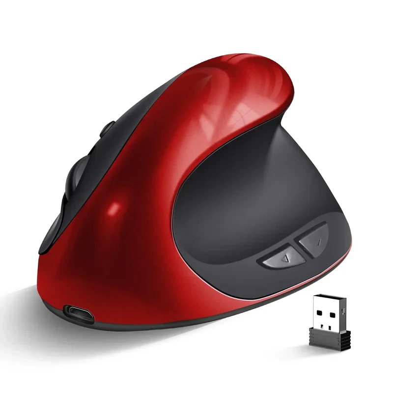 Souris verticale ergonomique sans fil rechargeable — 2.4G, USB, 1600 DPI, 6 boutons