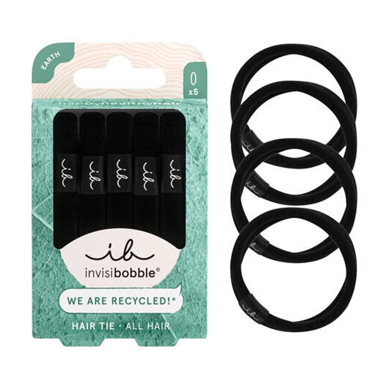 Invisibobble Hair Tie Black 5pcs - élastiques en tissu