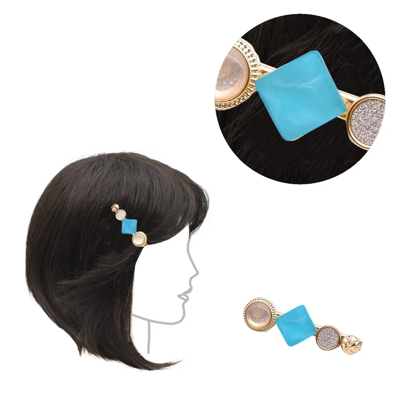 VIAHERMADAN Pince à cheveux avec Pierre Bleu foncé 6cm