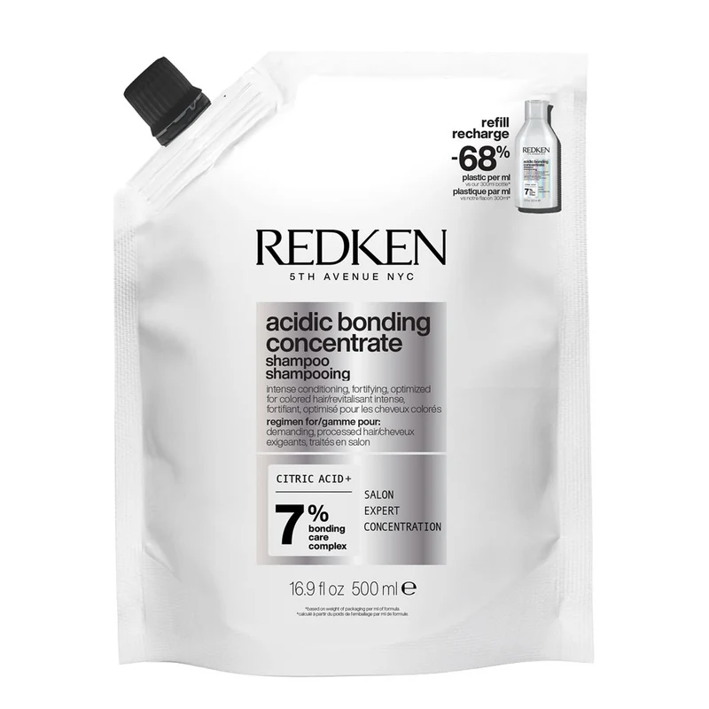 Redken Acidic Bonding Concentrate Refill Shampoo 500ml - éco-recharge shampooing cheveux abîmés et traités