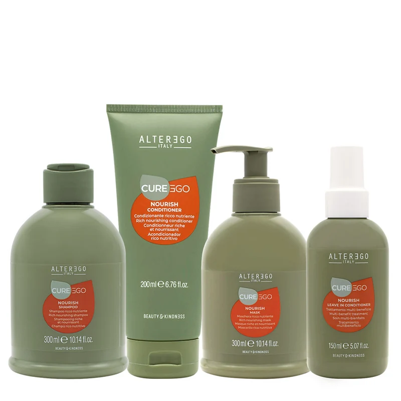 Alterego Curego Nourish Shampoo 300ml Conditioner 200ml Mask 300ml Leave In 150ml