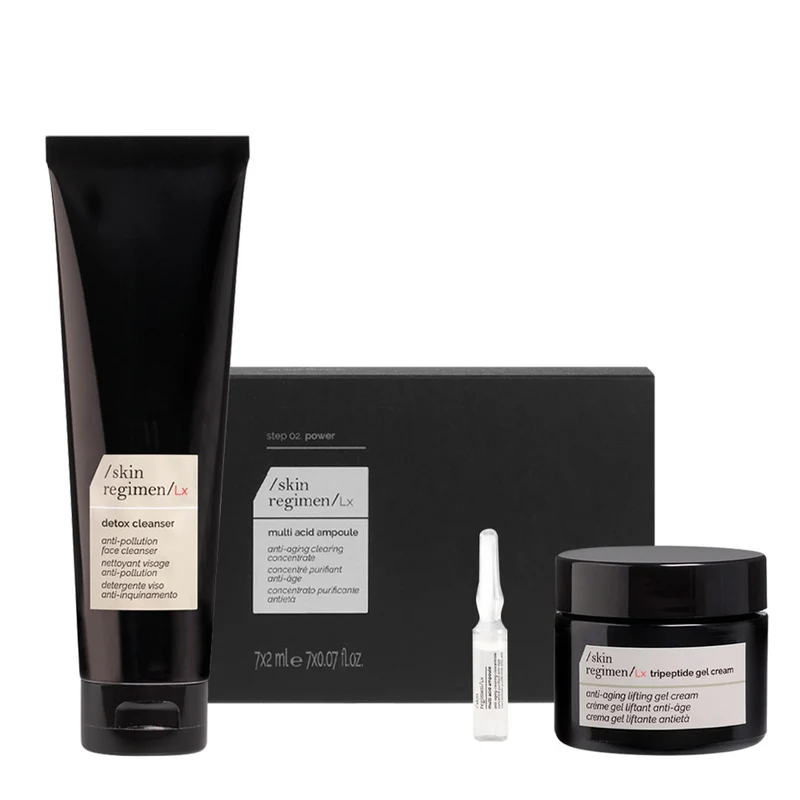 Comfort Zone Skin Regimen Lx Detox Cleanser 150ml Multi Acid Ampoule 7x2ml Tripeptide Gel Cream 50ml