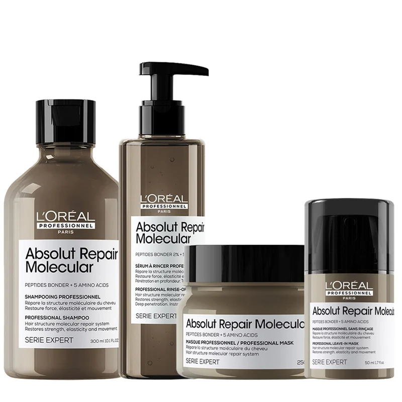 L'Oreal Professionnel Paris Absolut Repair Molecular Shampoo 300ml Conditioner 250ml Mask 250 Leave-in 100ml