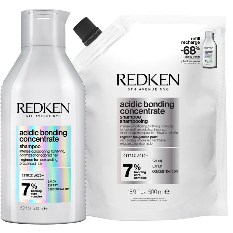 Redken Acidic Bonding Concentrate Shampoo 500ml + Refill 500ml
