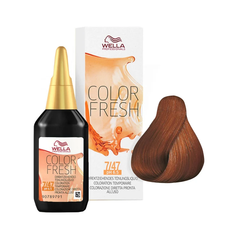 Wella Color Fresh 7/47 Blond Moyen Cuivré Sable 75ml - rehausseur de couleur sans ammoniac