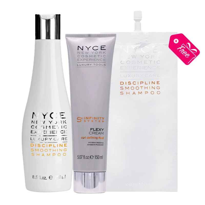 Nyce Luxury Care Discipline Smoothing Shampoo 250ml Curl Flexy Cream 150ml + Shampoo 20ml OMAGGIO