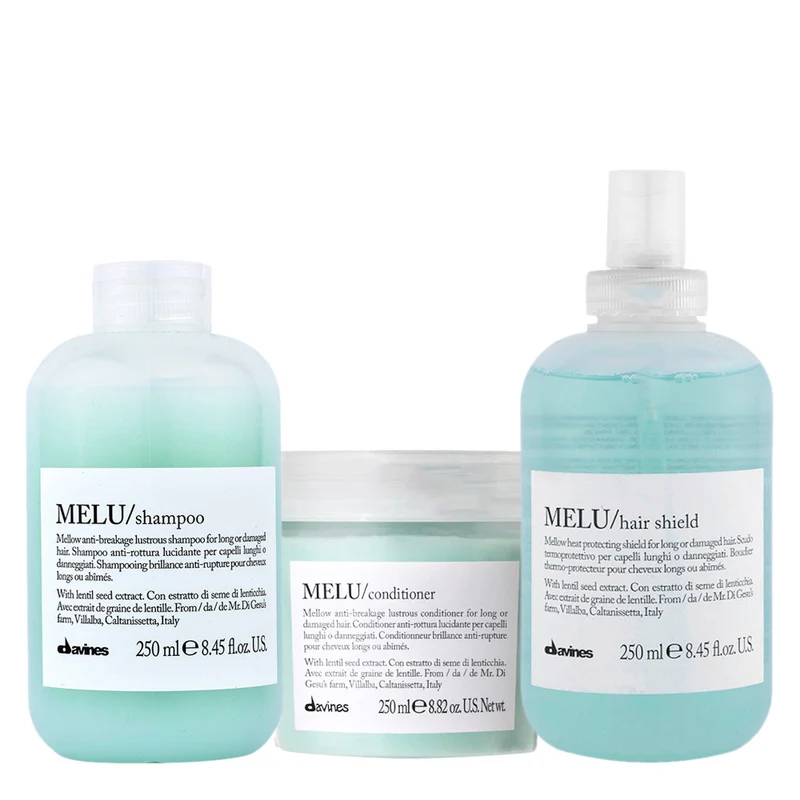 Davines Essential Hair Care Melu Shampoo 250ml Conditioner 250ml Hair Shield 250ml