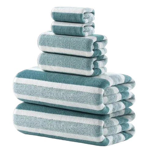 Lot de 6 Serviettes de Bain Rayées Super Douces & Absorbantes
