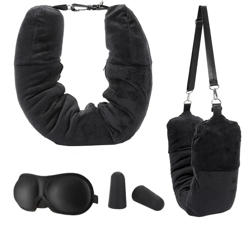 Oreiller Voyage Trompe-l'Oeil à Remplir 3PCS - Bandeau + Bouchons d'Oreilles OFFERTS