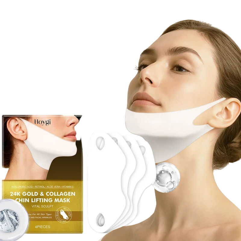 Masque Lifting Menton & Cou au Collagène OR 24K - 4 ACHETÉS = 4 OFFERTS