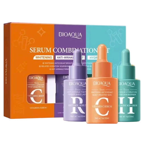 Lot de 3 Sérums Visage - Anti-rides, Vitamine-C & Hydratant