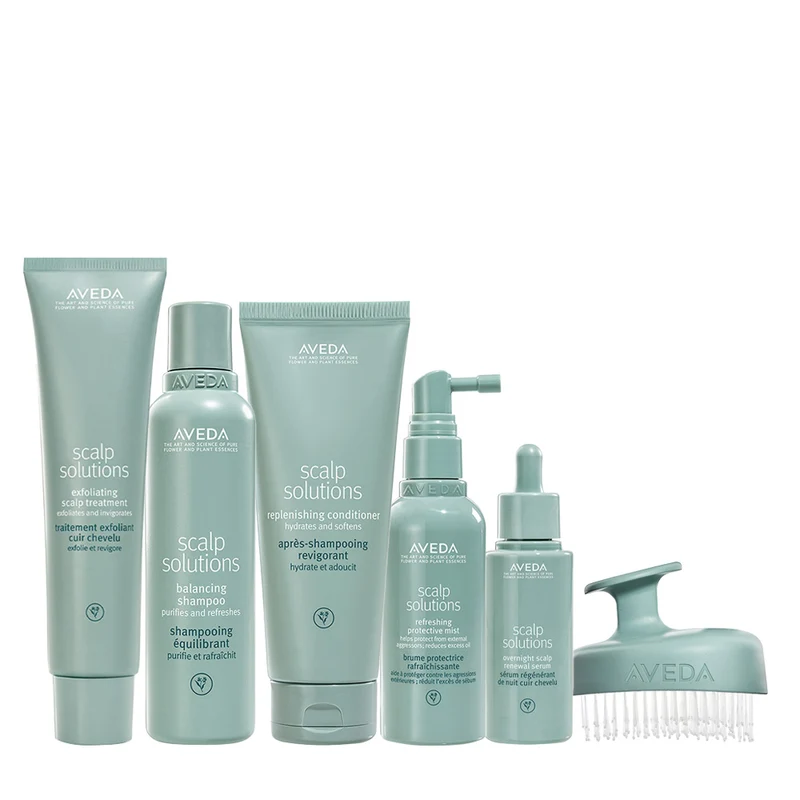 Aveda Scalp Solutions Treatment 150ml Shampoo 200ml Conditioner 200ml Protective Mist 100ml Serum 50ml Scalp Massager