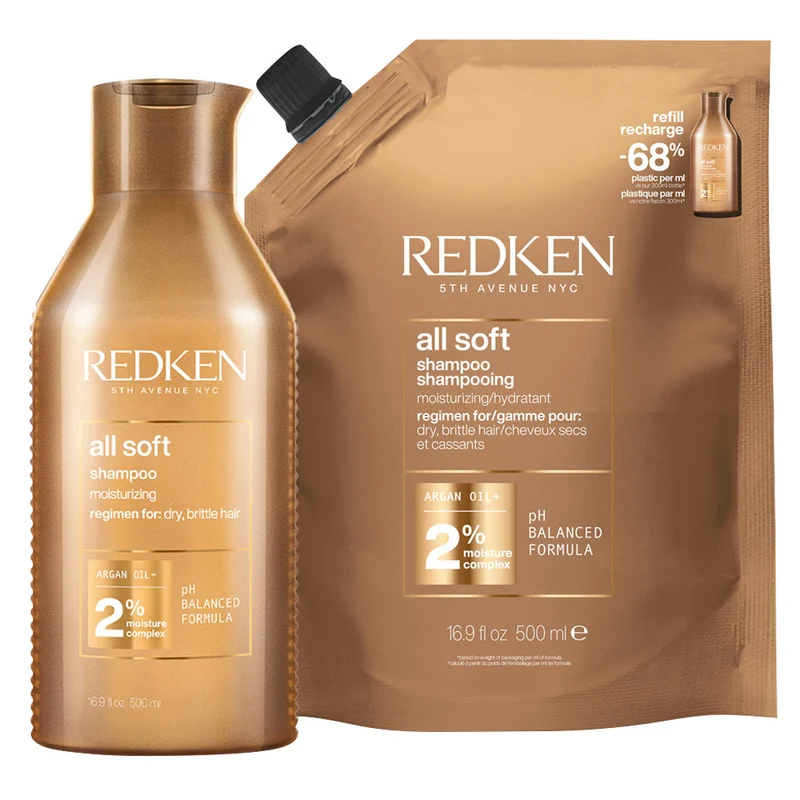 Redken All Soft Shampoo 500ml + Refill 500ml