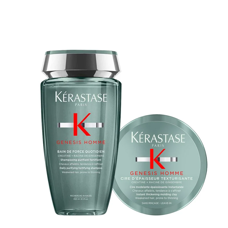 Kerastase Genesis Homme Bain De Force Quotidien 250ml Cire D' Epaisseur 75ml