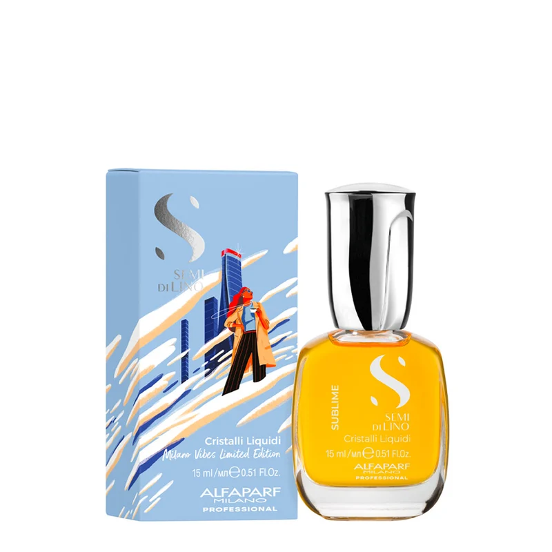 Alfaparf Milano Semi Di Lino Sublime Cristalli Liquidi Milano Vibes Blue Limited Edition 15ml - sérum brillance