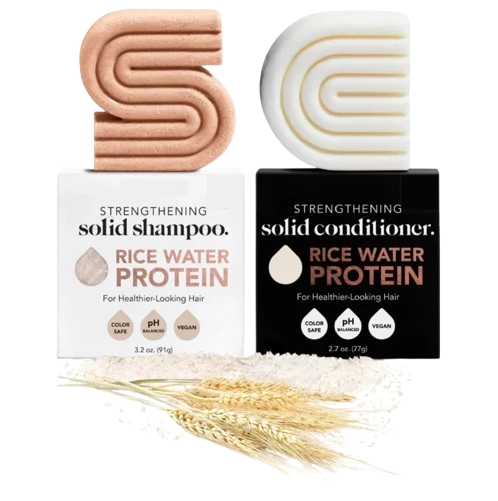Shampoing & Après-Shampoing Solide Fortifiants à l'eau de riz - Lot de 2