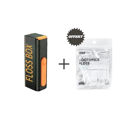 Distributeur de fil dentaire portable avec miroir + 50 Portes-fil dentaire OFFERTS