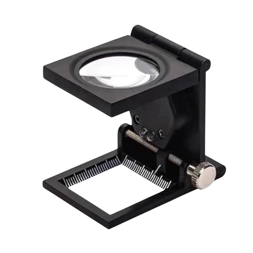 Loupe Compte-fils pliable Grossissement x10 avec échelle et LED - Étui