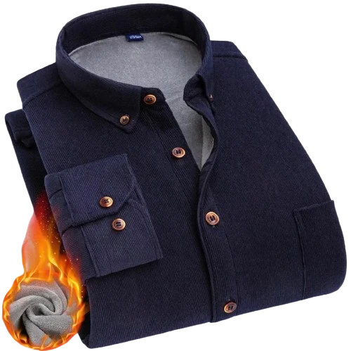 Chemise en velours côtelé avec intérieur chaud en polaire - Couleur unie