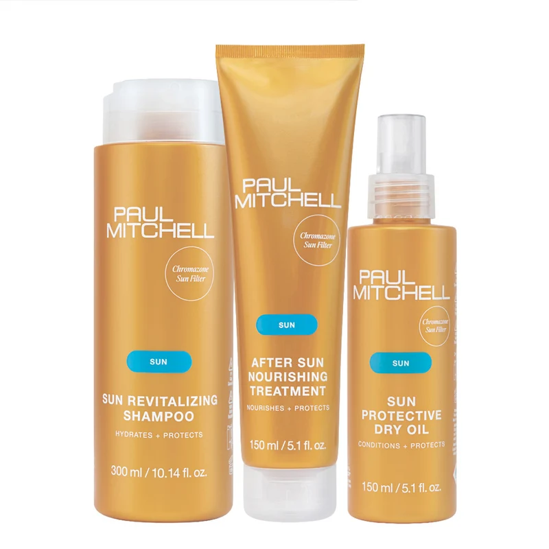 Paul Mitchell Sun Revitalizing Shampoo 300ml After Sun Nourishing Treatment 150ml Protective Dry Oil 150ml