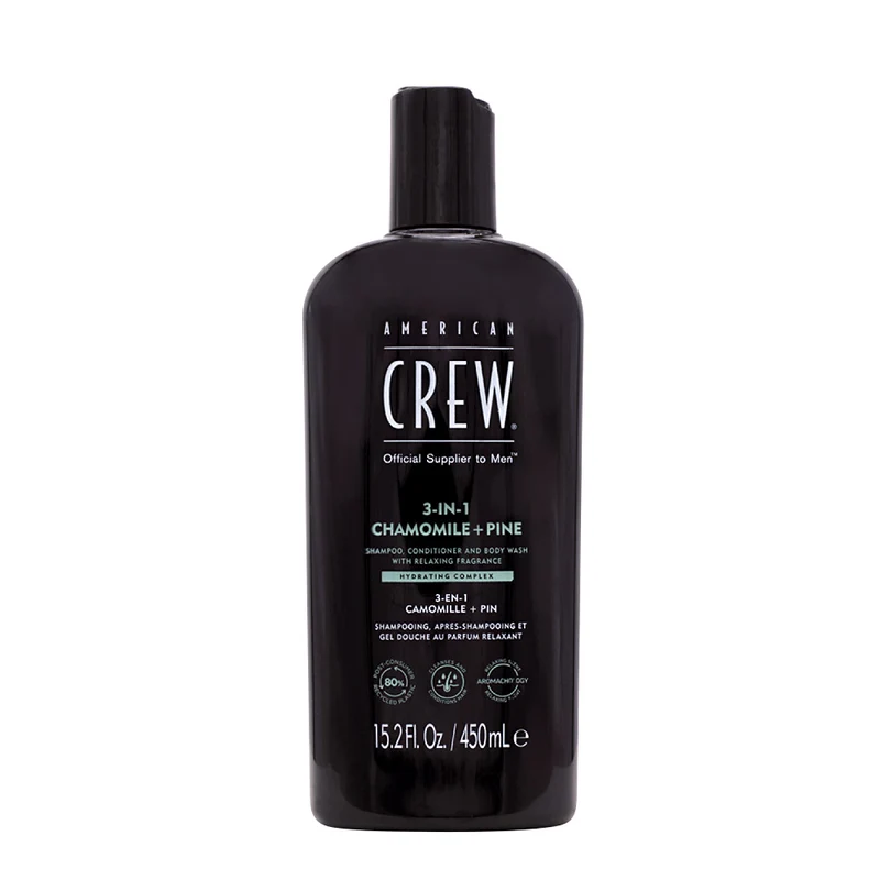 American Crew 3-in-1 Chamomile+Pine 450ml - shampoing, après-shampoing et gel douche